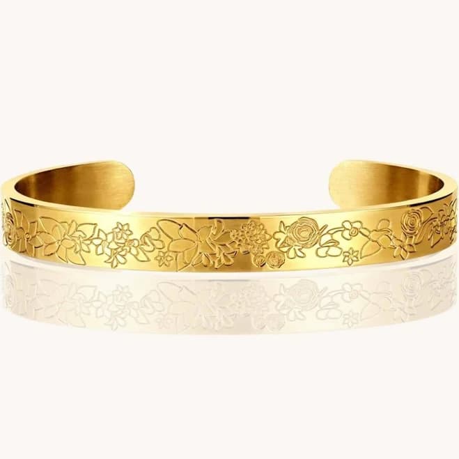 18K Gold Floral Cuff