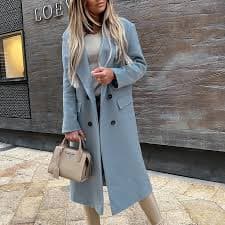 MuZeFu Ladies Elegant Solid Color Jacket Women Long Length Pea Coats&nbsp;Autunm And Winter Women Casual Tops Coat Long Sleeve Suit Solid Cardigan Double Breasted Nizi Overcoat Tops Windbreaker - Walmart.com