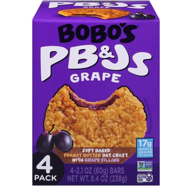 Bobo's Oat Bars PB&J Grape Jam Oat Bites - 6 Pack - 6 x 2.1 Oz