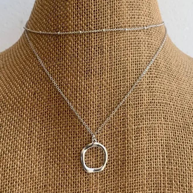 Minimalist Silver Circle Pendant Necklace