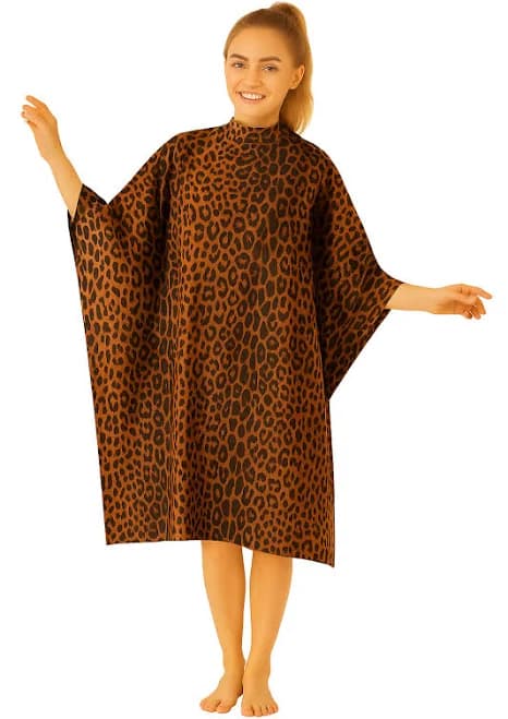 Salon Cape Leopard Print Iridescent Silkarah Fabric