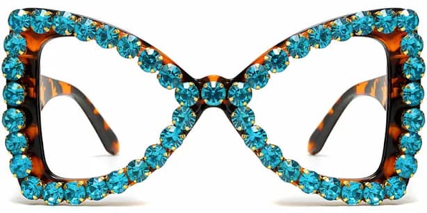 Ublins Women Butterfly Blue Rhinestone Frame