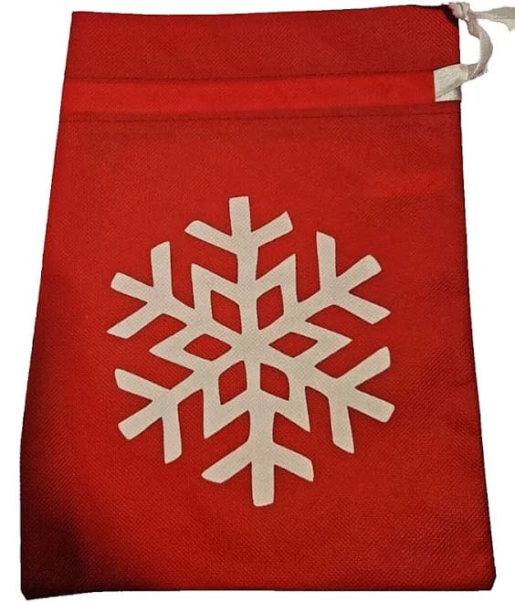 Small Red With White Snowflake Christmas Bag / Merry Christmas