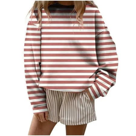 Women's Oversized Striped Cotton Sweatshirt