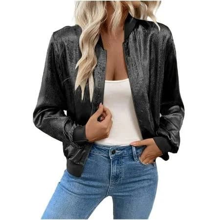 Women's Metallic Bomber Jacket