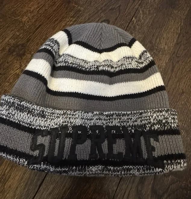 Supreme Grey Black And White Beanie Winter Hat