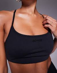 Bo+Tee backless scoop neck sports bra in black | ASOS