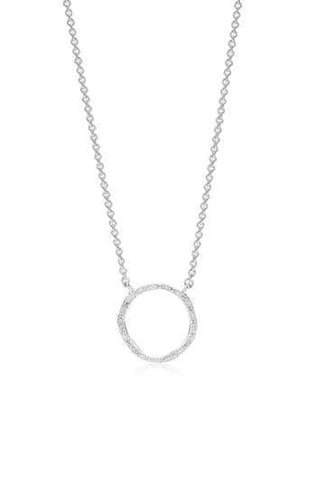 Monica Vinader Women's Sterling Silver Riva Circle Diamond Pendant Necklace