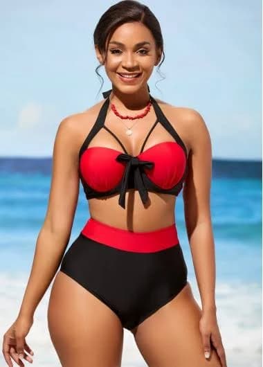 Rosewe High Waisted Bowknot Bikini Set