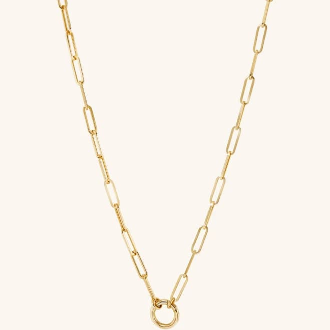 Mejuri 14K Yellow Gold Paperclip Chain Charm Necklace