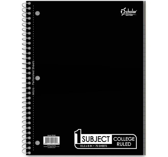 College Ruled One Subject Notebook