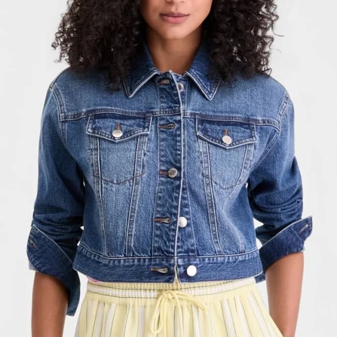 On 34th Women's Cropped Denim Trucker Jacket