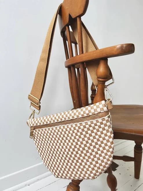 Woven Checkered Crossbody