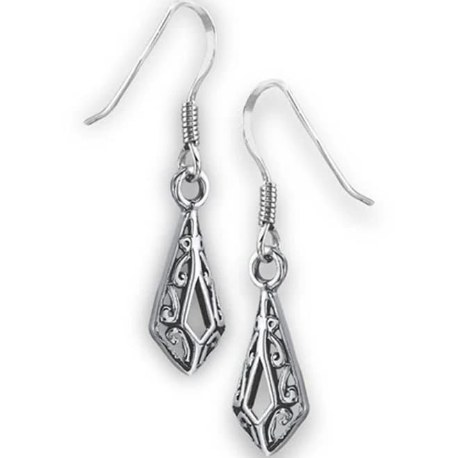 .925 Sterling Silver Victorian Drop Filigree Dangle Earrings