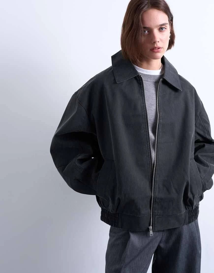 Topshop Super Oversized Faux Suede Bomber Jacket