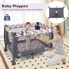 Amazon.com : BABY JOY 5 in 1 Pink Pack and Play, Portable Baby Playard with Bassinet & Changing Table, Infant Pink Girl Bassinet Nursery Center w/Toys & Music & Oxford Bag for
