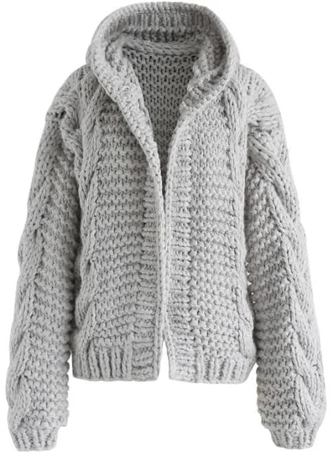 All-Over Warmth Hooded Chunky Cardigan
