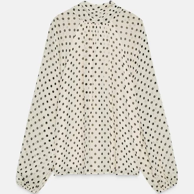 Zara Polka Dot Bow Blouse