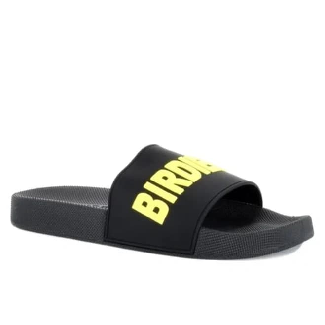 ISlide Birdiebee Logo Yellow Black Slides - New Men | Color: Black | Size: 8