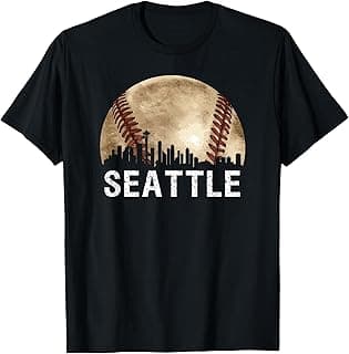 Seattle Skyline City Vintage Baseball Lover T-Shirt