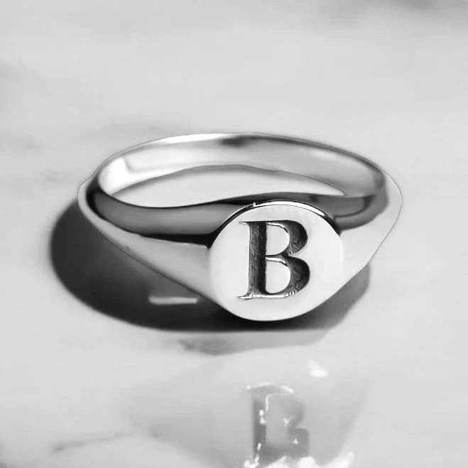 Personalized Sterling Silver Initial Signet Ring for Men