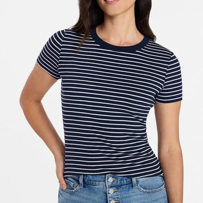 Time and Tru Women's Ribbed Short Sleeve Tee