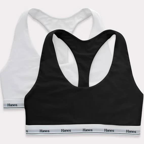 Hanes Womens' Originals Stretch Racerback 2 Pack Bralette