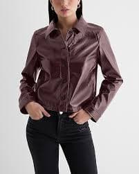 Faux Leather Shacket | Express