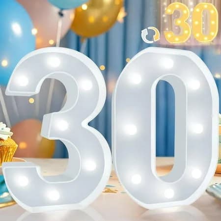 Allways Plaza 30th Birthday Decoration for Her Him, Decorative LED Light Up Numbers, Marquee Numbers 30 Sign for Party Backdrop 30th Wedding