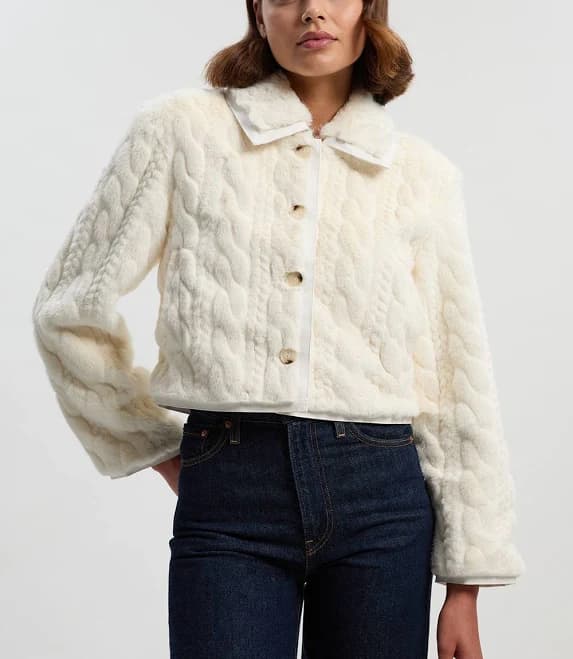 Karen Millen Textured Faux Fur Tailored Coat