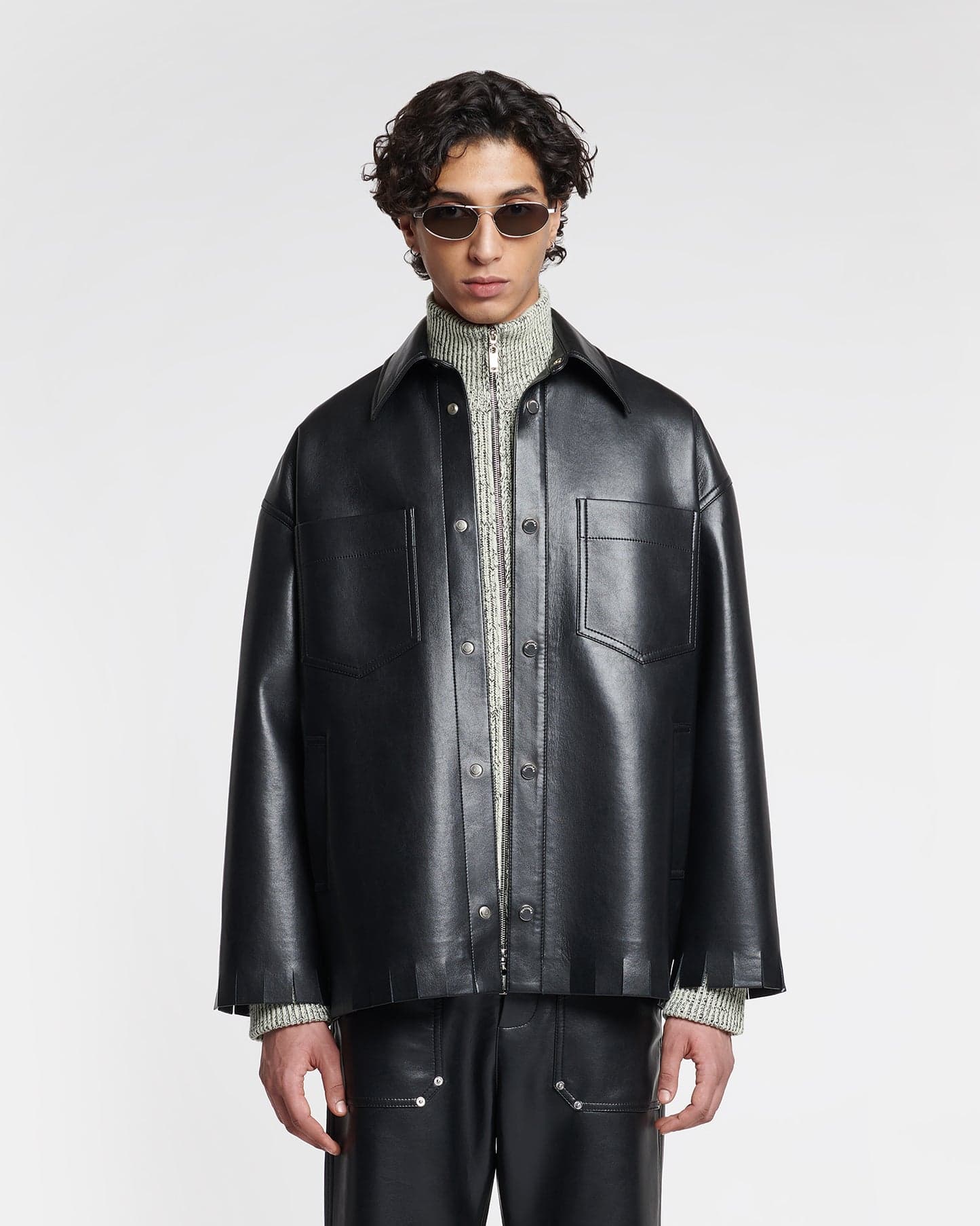 Wynter - Fringed Regenerated Leather Jacket - Black – Nanushka