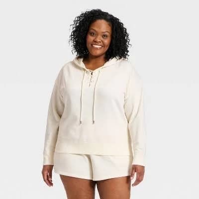 Women's Lace Up Hoodie Pullover Sweatshirt