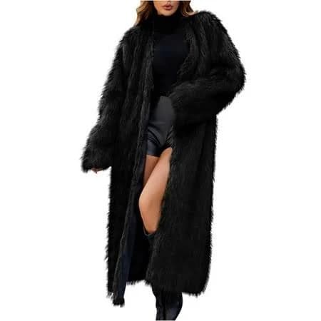 Women's Fluffy Faux Fur Long Sleeve Parka