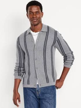 Old Navy Men's Striped Button-Front Cardigan Sweater