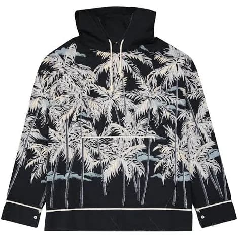 PALM ANGELS Men's Hooded Printed Cotton Shirt