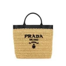 Prada Raffia Crochet Tote Bag