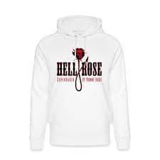 Hell Rose - Unisex Organic Hoodie Hell Rose Logo 2. - Print - Black | White, L | Hell Rose