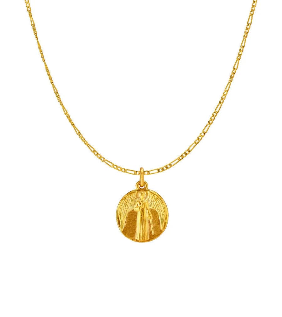 Figaro Chain and Guardian Angel Medallion Set