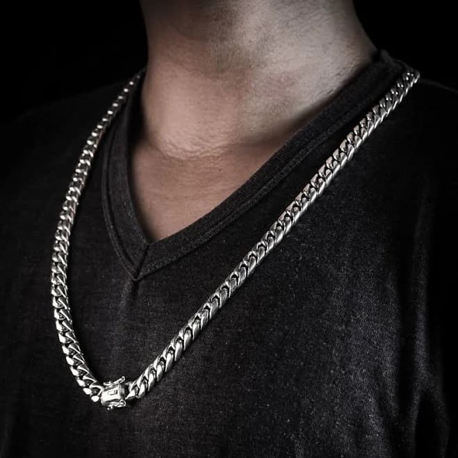 Miami Cuban Link Silver Chain Necklace