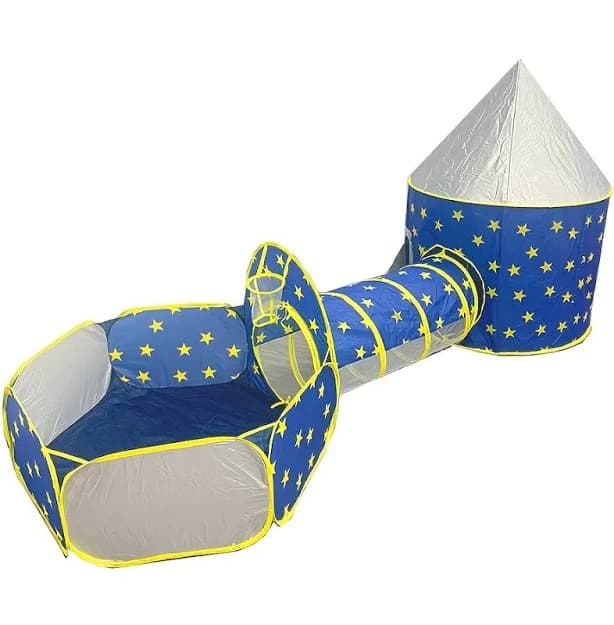 3-in-1 Blue Star Game Tent | Boy and Girl Toy Ball Pool Tunnel Castle, Indoor and Outdoor Pretend Play Castle Tent, Hide and Seek Secret Base, Ideal