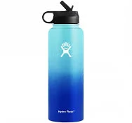 Water Bottle - Insulated Stainless Steel - Wide Mouth Flex Lid, Non Spill, Leakproof and Refillable in 32 Oz Cascade Blue