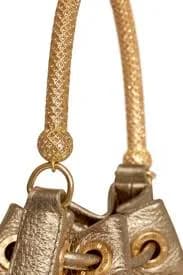 Gold metallic bucket bag