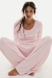 Pointelle jersey pyjamas - Light pink - Ladies | H&M