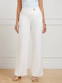 Talbots Women's Greenwich Wide Leg Linen Pants