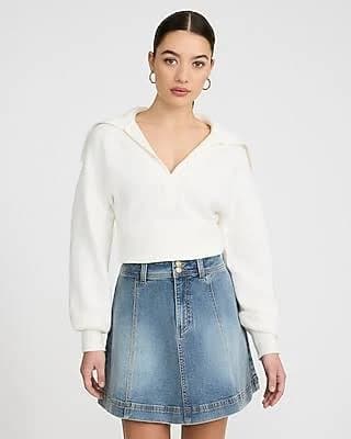 Express Women's High-Waisted A-Line Flounce Denim Skirt