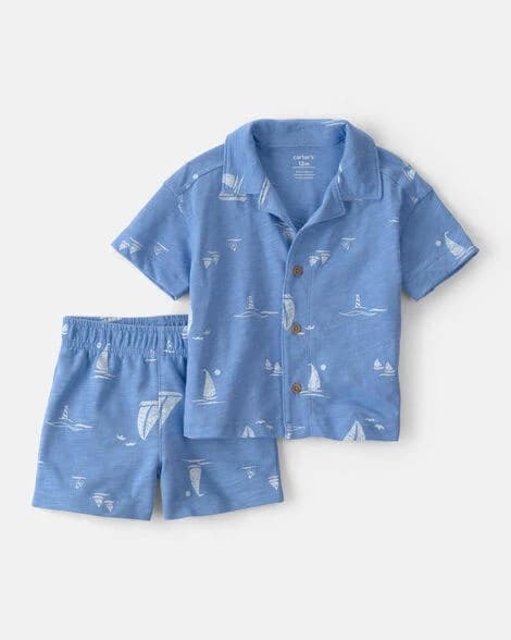 Carter's Baby Boys 2-Piece Sailboat Top & Short Set