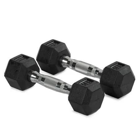 Titan Fitness Rubber Coated Hex Dumbbells Roll-Resistant Hexagonal Free Weights