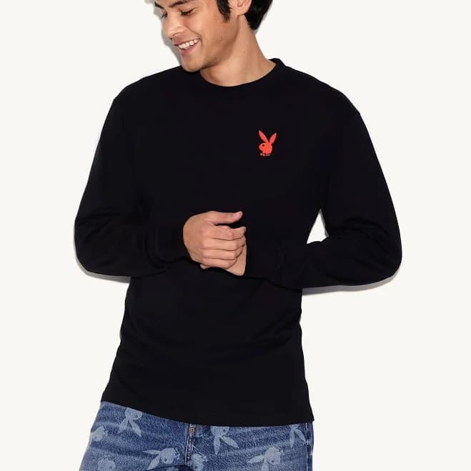 Playboy Repeating Masthead Long Sleeve T-Shirt | Red | Medium