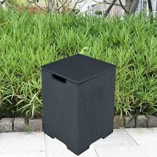 Elementi Plus Propane Tank Cover Table Outdoor Fire Pit Side Table Square Propane Tank Hideaway Storage Box for 20lb Propane Gas Tank Concrete - Slate Black, 15.9" x 15.9" x 24.9" -