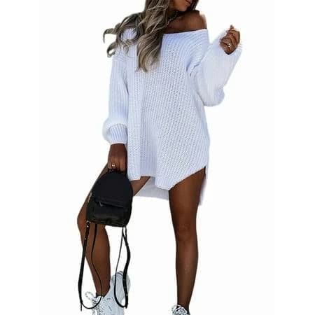 Sweaters for Women Cable Knit V Neck Solid Color Long Sleeve Casual Loose Fit Soft Pullover Tops White L, Women's, Size: Large
